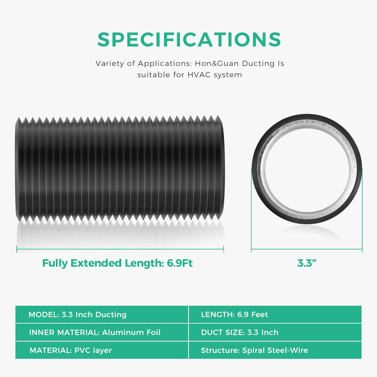 A210 75mm 210cm Flexible Scalable Outlet Duct Pipe - Image 8