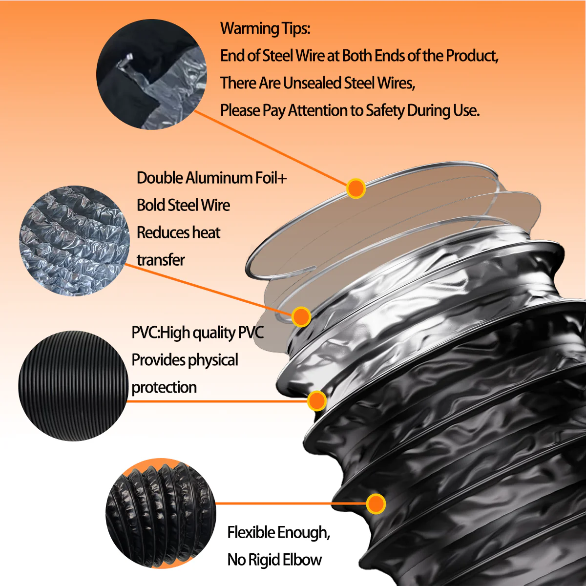A755 75mm 500cm Flexible Scalable Outlet Duct Pipe - Image 9