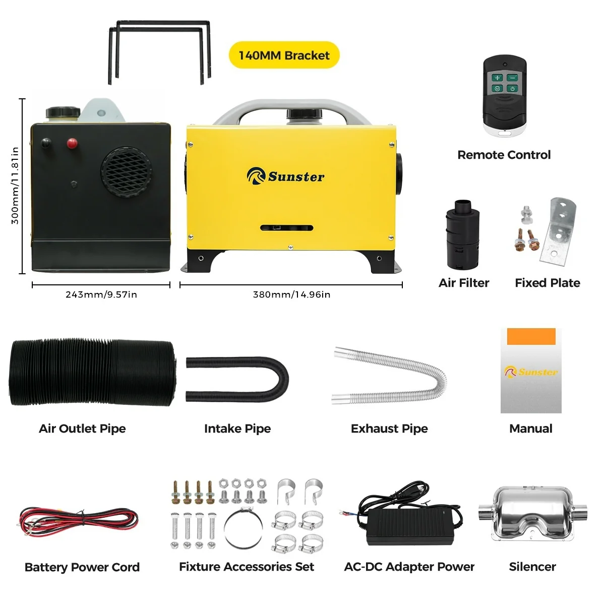 Sunster A2013ST Diesel Heater 8KW 12/24V 110-240V, All in One Classic Version - Image 13