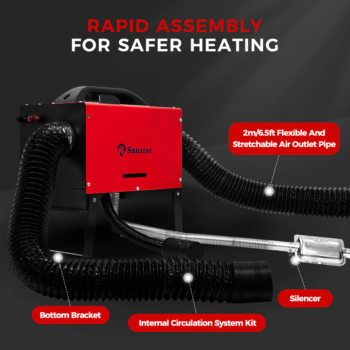 Sunster A2200BS Diesel Heater 8KW 12/24V 110-240V, All In One Bluetooth Version - Image 3