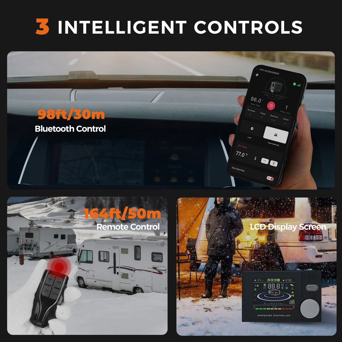 Sunster A2302BP Diesel Heater 8KW 12/24V 110-240V, All In One Bluetooth Version - Image 5