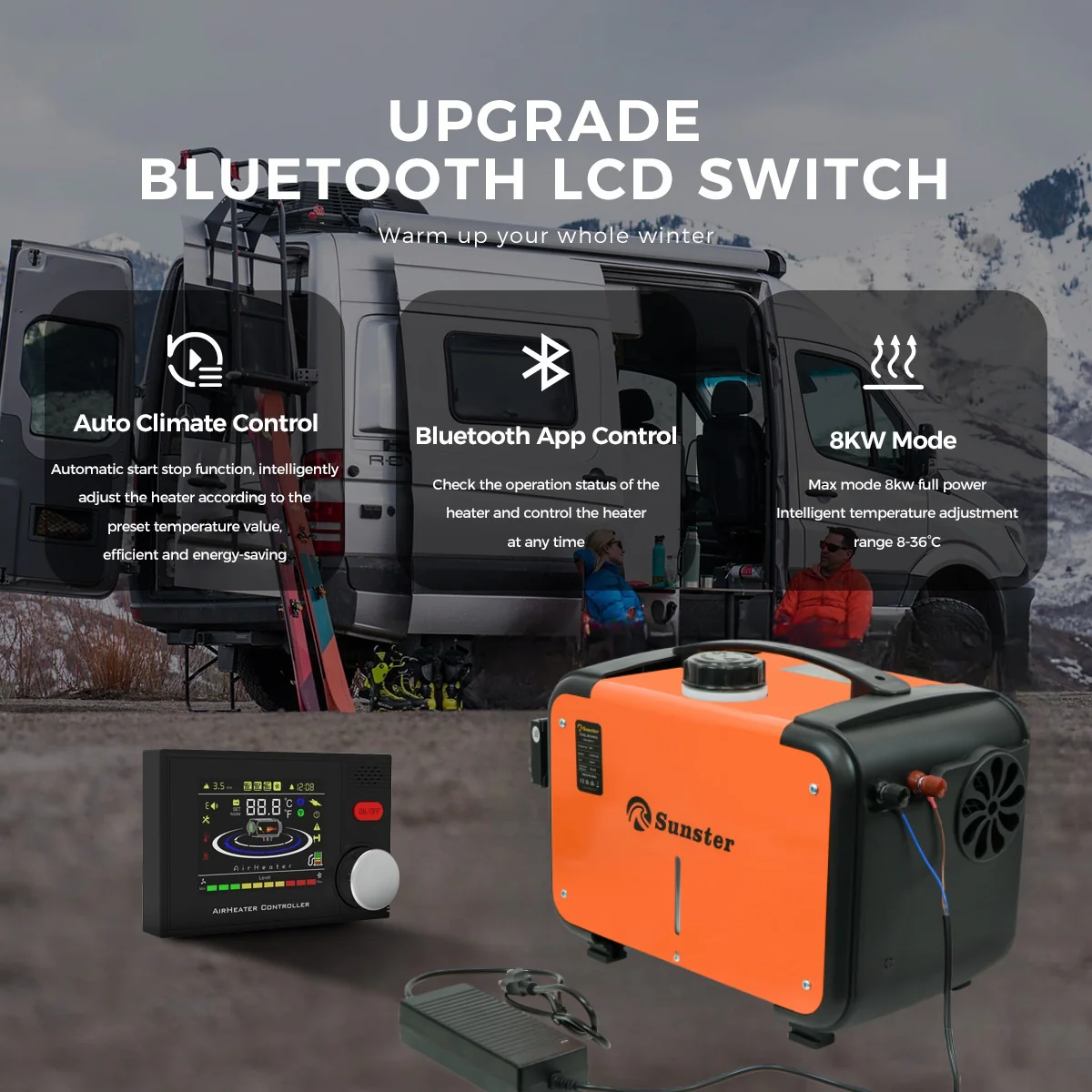 Sunster A2302BP Diesel Heater 8KW 12/24V 110-240V, All In One Bluetooth Version - Image 6