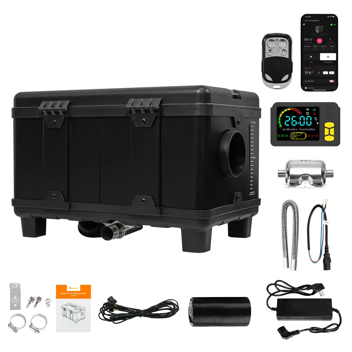 Sunster TB10 Diesel Heater 8KW 12/24V 110-240V, ToolBox Bluetooth Black Version - Image 3