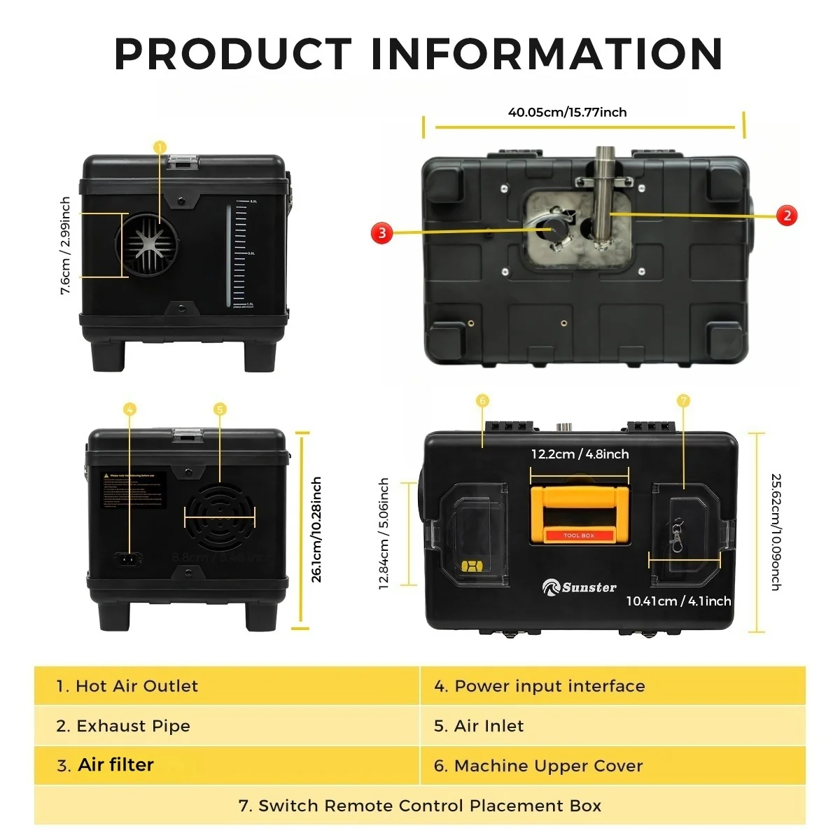 Sunster TB10 Diesel Heater 8KW 12/24V 110-240V, ToolBox Bluetooth Black Version - Image 5