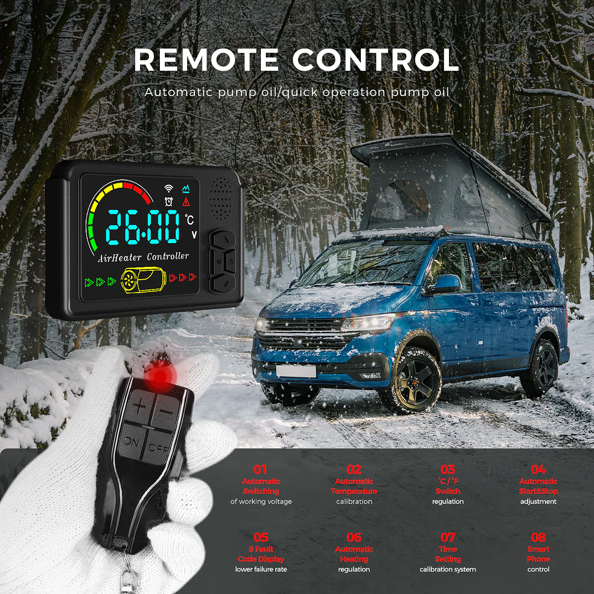 Sunster A2200BH Diesel Heater 8KW 12/24V 110-240V, All In One Bluetooth Version - Image 6