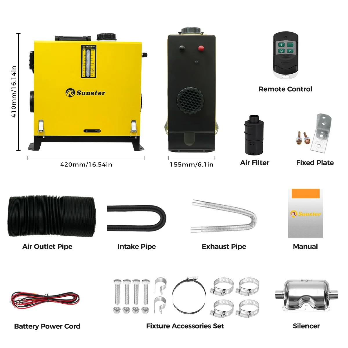 Sunster A2013SL Diesel Heater 8KW 12/24V, All in One Classic Version - Image 9