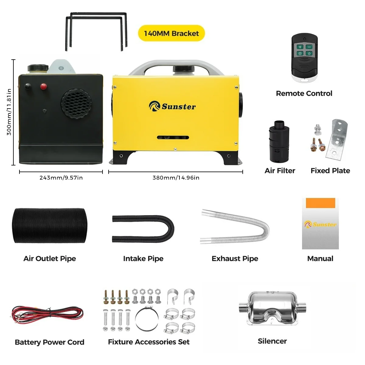 Sunster A2013ST Diesel Heater 8KW 12/24V, All in One Classic Version - Image 12