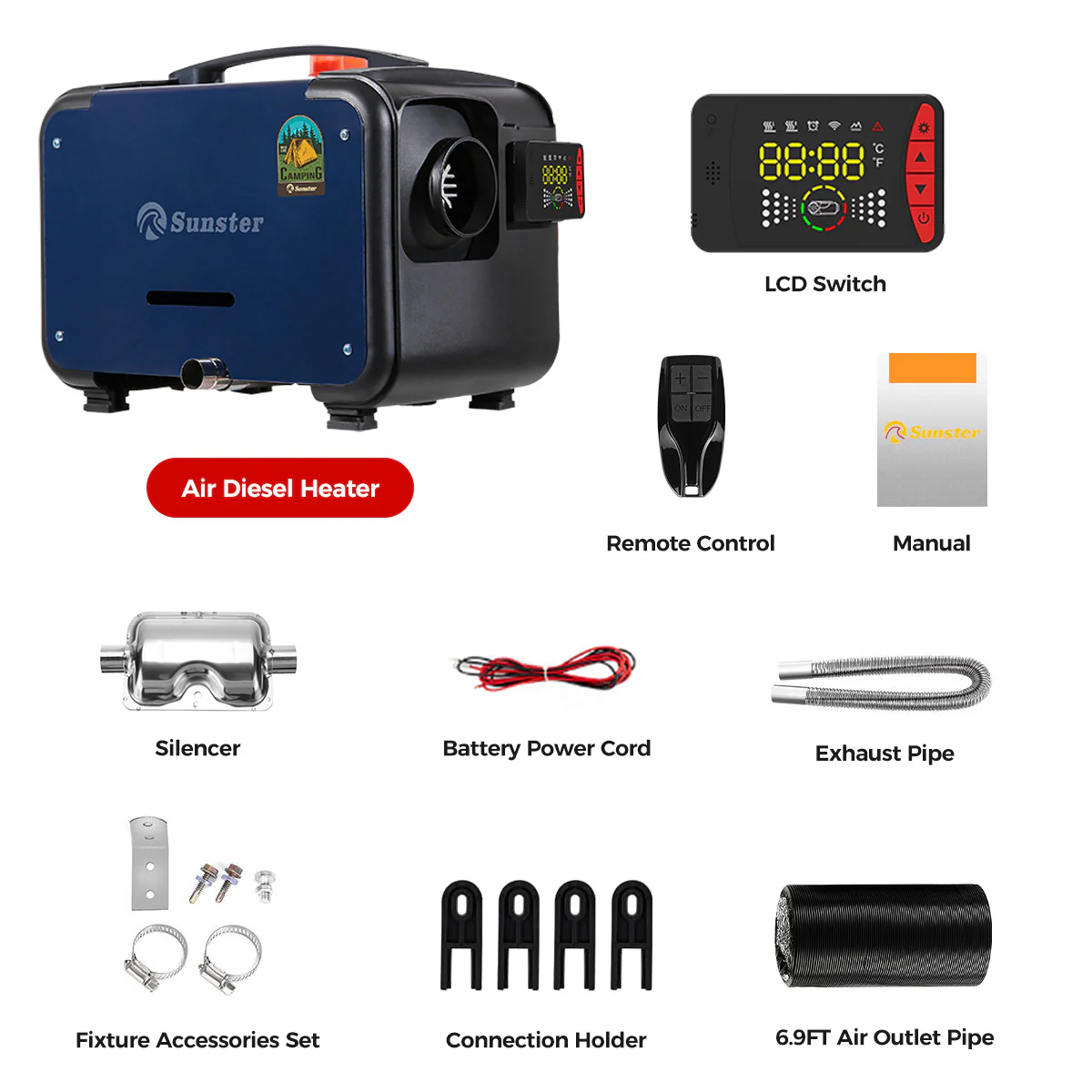 Sunster A2105LH Diesel Heater 8KW 12/24V, All In One Bluetooth Version - Image 9