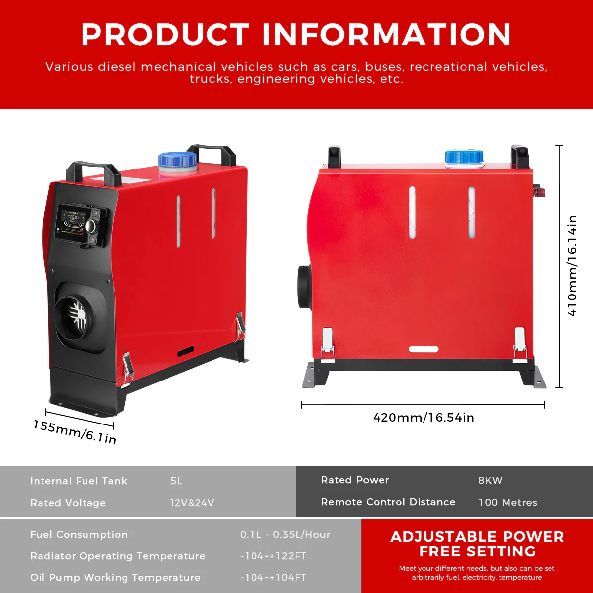 Sunster A2209V Diesel Heater 8KW 12/24V, All In One Bluetooth Version - Image 11