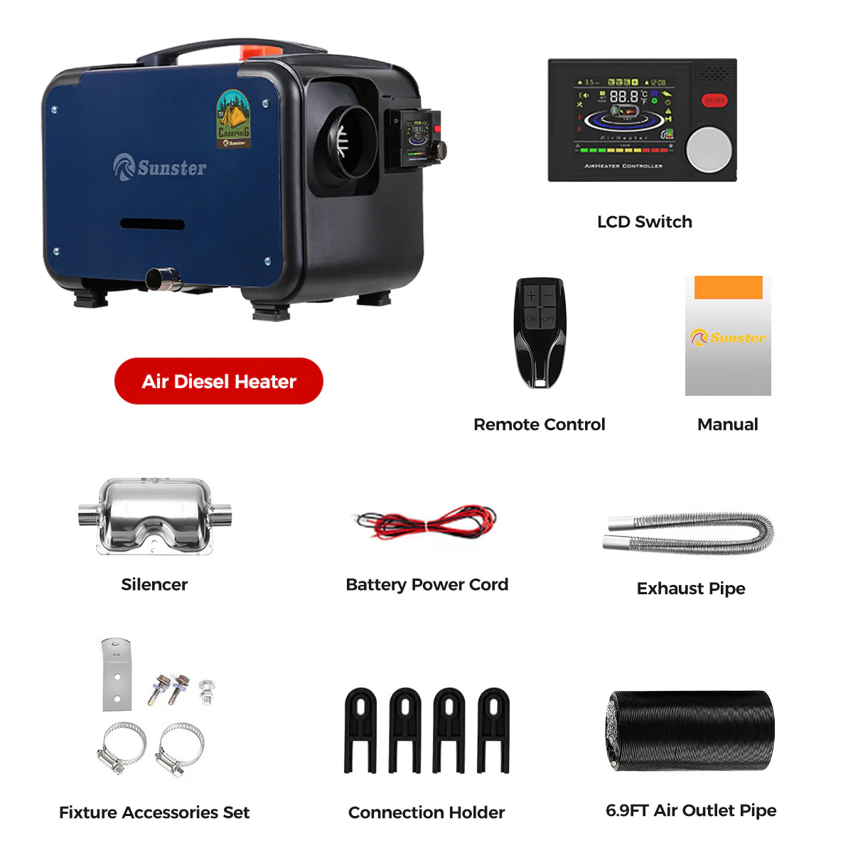 Sunster A2302BH Diesel Heater 8KW 12/24V, All In One Bluetooth Version - Image 15
