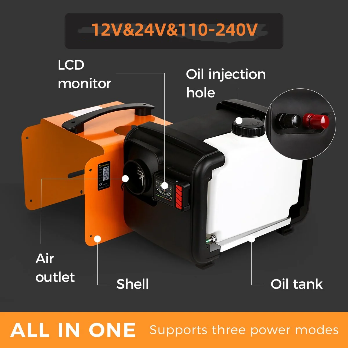 Sunster A2309H Diesel Heater 8KW 12/24V 110-240V, All In One Bluetooth Version - Image 5
