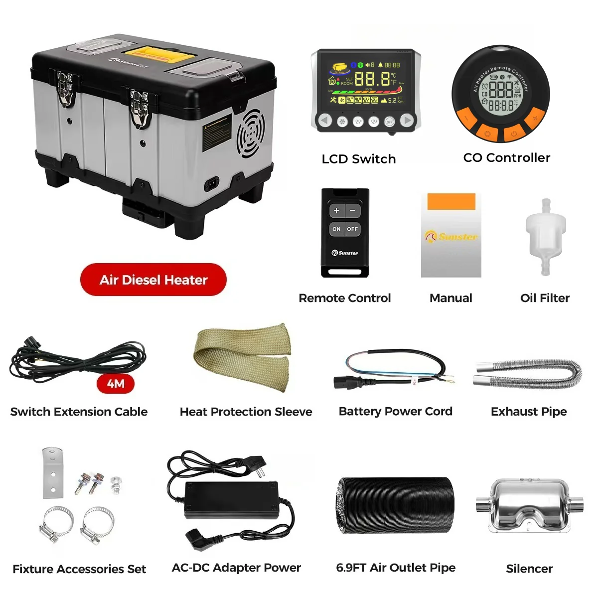 Sunster TB10PRO Diesel Heater 8KW 12/24V 110-240V With Wireless Temperature Remote Control, ToolBox Bluetooth Upgrade Version - Image 31