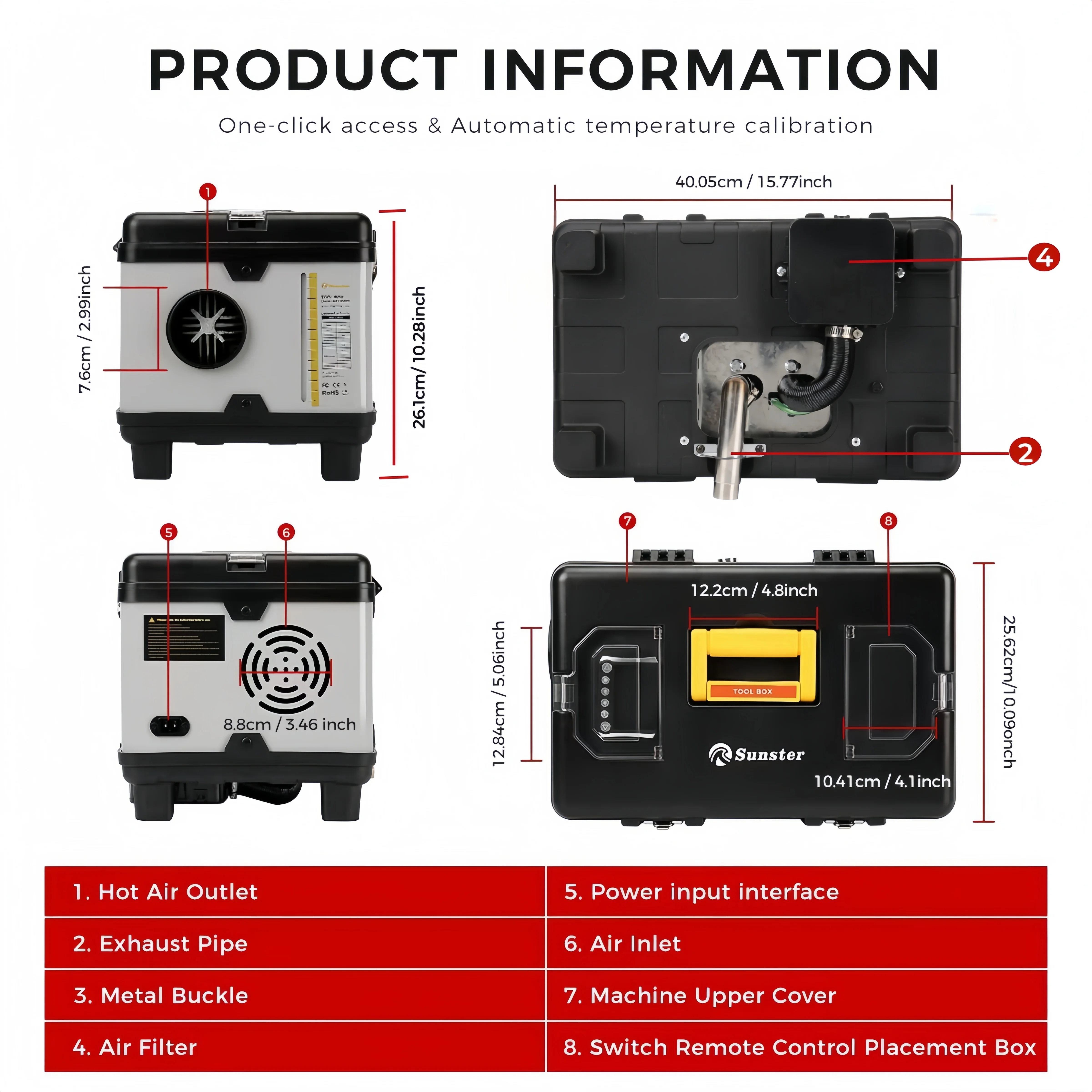Sunster TB10 Diesel Heater 8KW 12/24V 110-240V, ToolBox Bluetooth Upgrade Version - Image 5