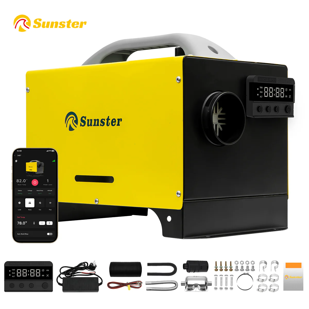 Sunster A2446 Diesel Heater 8KW 12/24V 110-240V, All in One GSM LET-4G/5G Version - Image 3