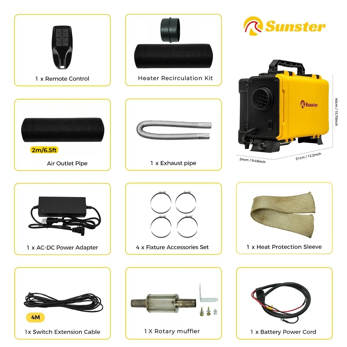 Sunster HTB1 Diesel Heater 8KW 12V 110-240V, ToolBox Bluetooth Version - Image 8