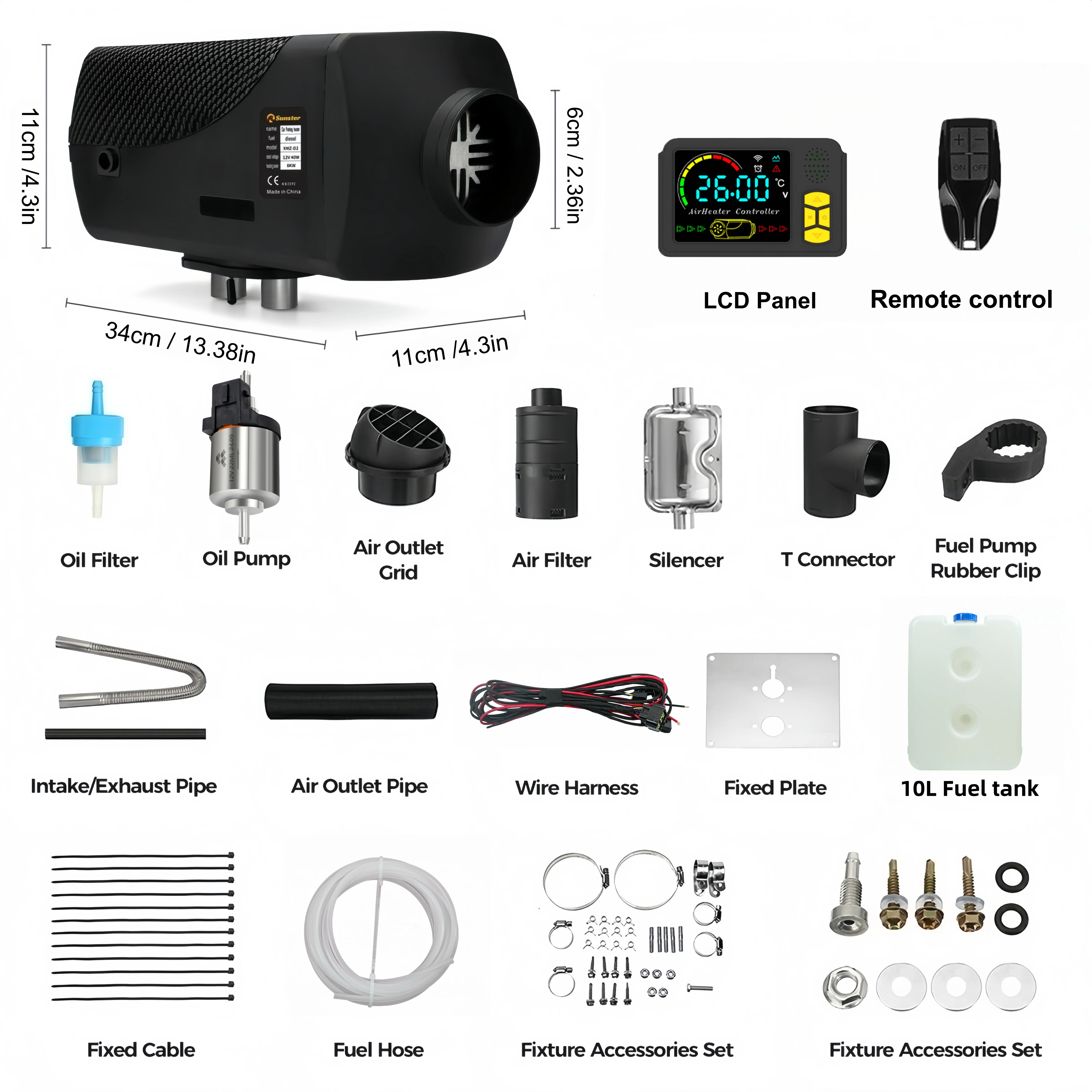 Sunster A2200BS Diesel Heater 8KW 12/24V, Traditional Bluetooth Version - Image 12