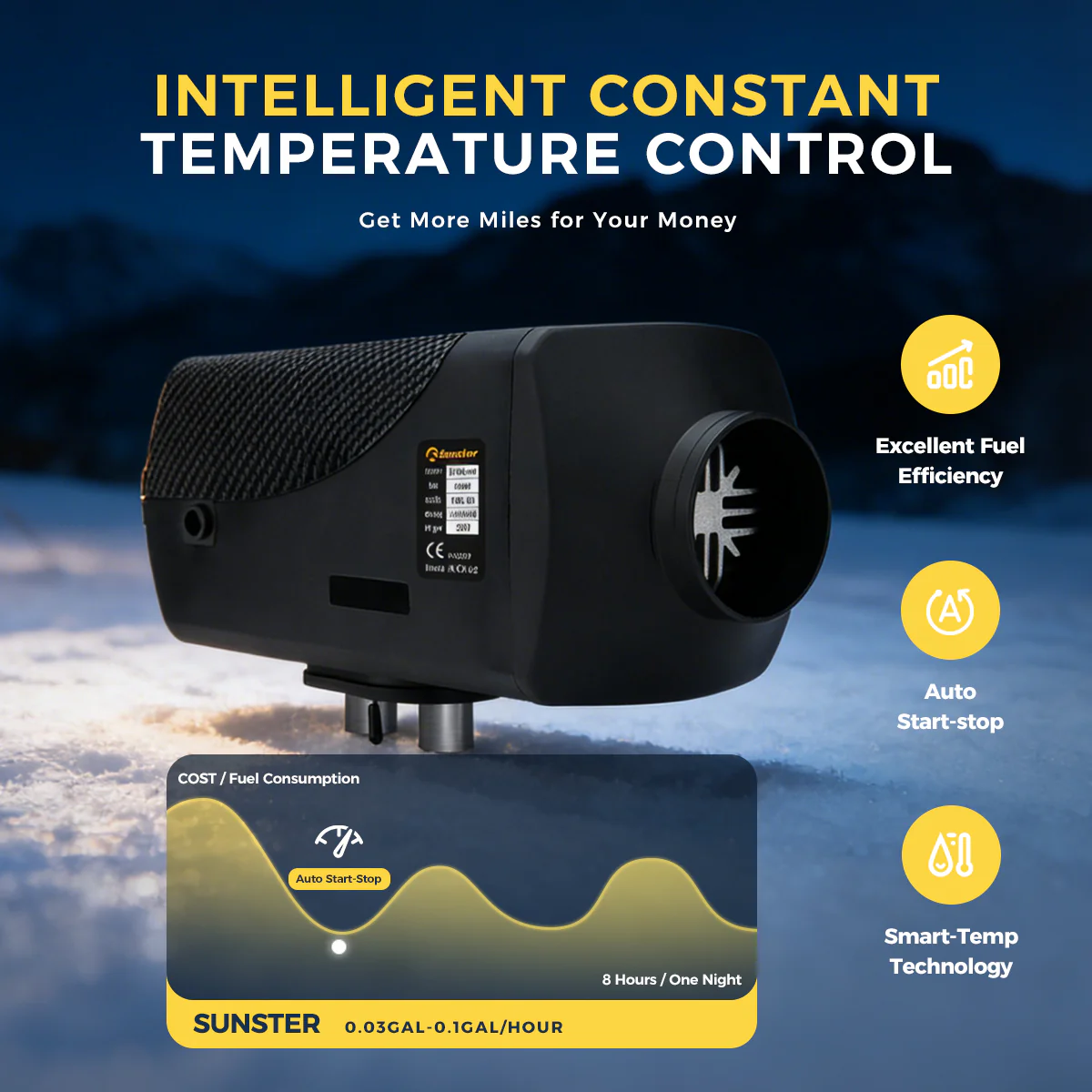 Sunster A2200BS Diesel Heater 8KW 12/24V, Traditional Bluetooth Version - Image 6
