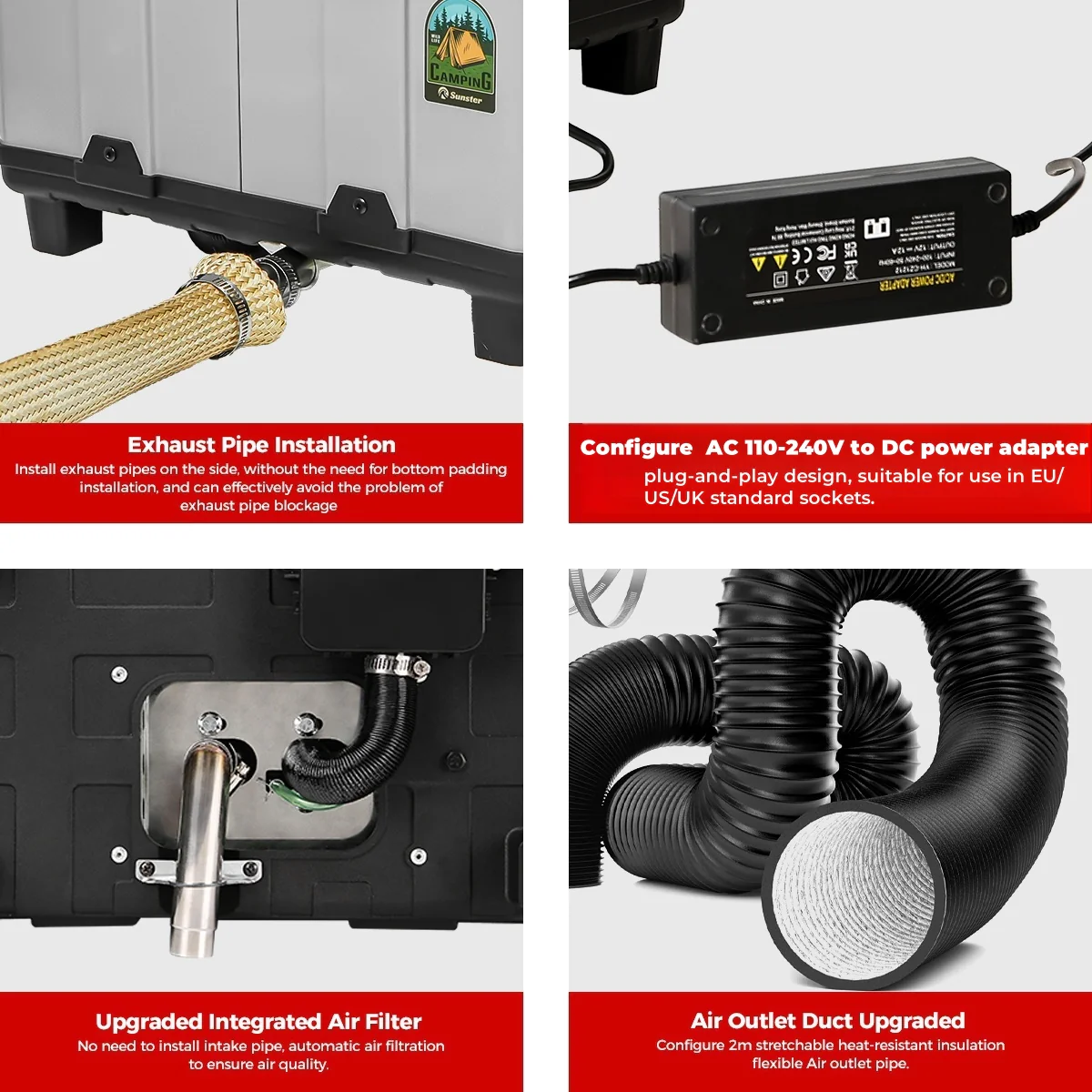 Sunster TB10 Diesel Heater 8KW 12/24V 110-240V, ToolBox WIFI Bluetooth Upgrade Version - Image 10