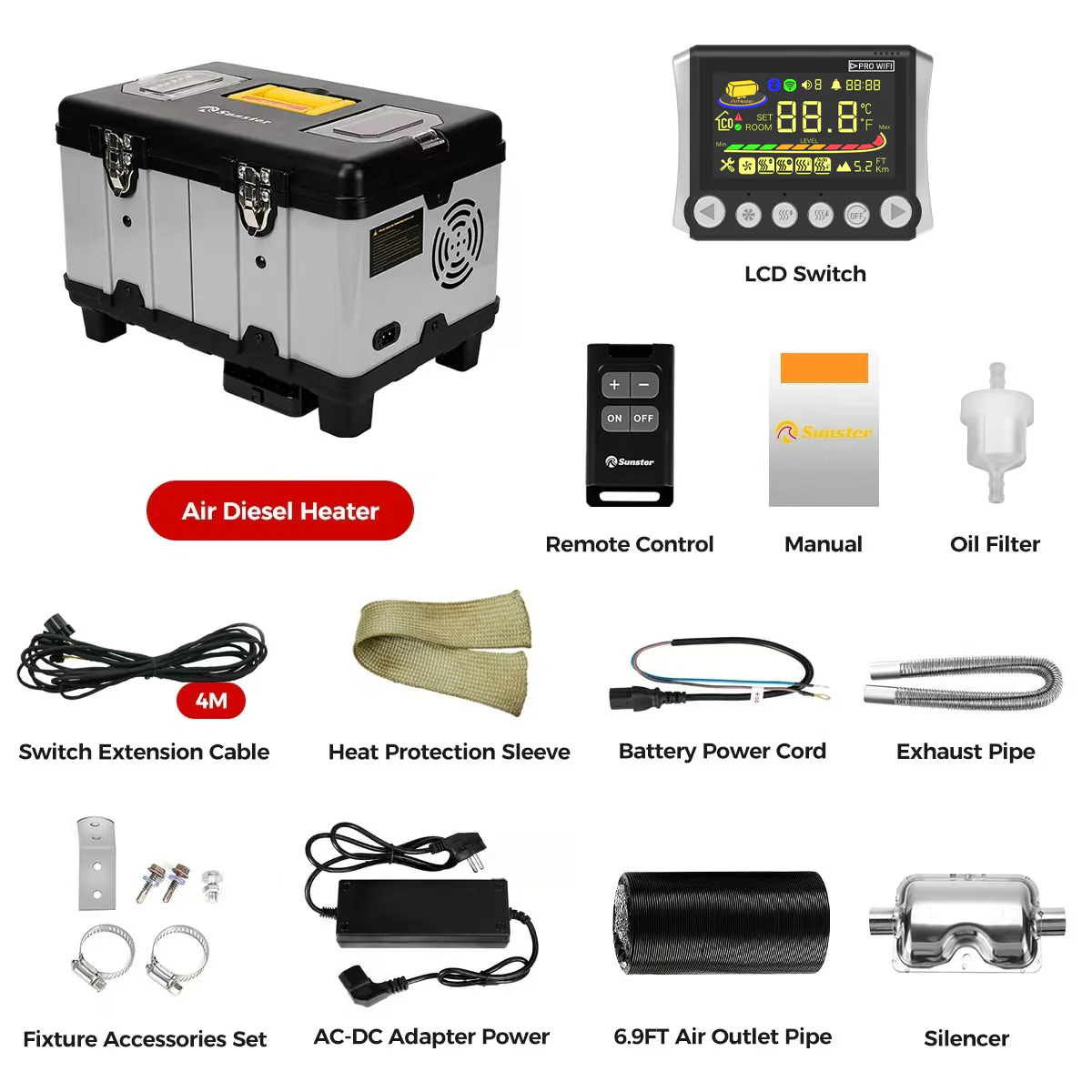 Sunster TB10 Diesel Heater 8KW 12/24V 110-240V, ToolBox WIFI Bluetooth Upgrade Version - Image 19