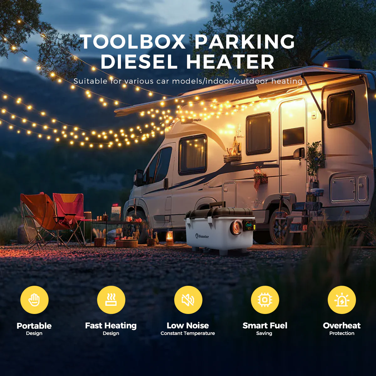 Sunster TB30 Diesel Heater 8KW 12/24V 110-240V, ToolBox Bluetooth Version - Image 13