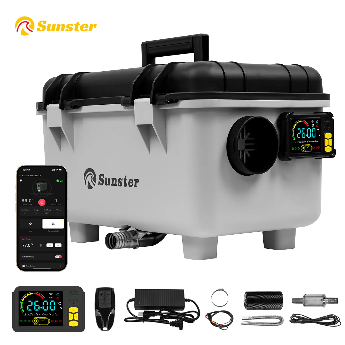 Sunster TB30 Diesel Heater 8KW 12/24V 110-240V, ToolBox Bluetooth Version - Image 3
