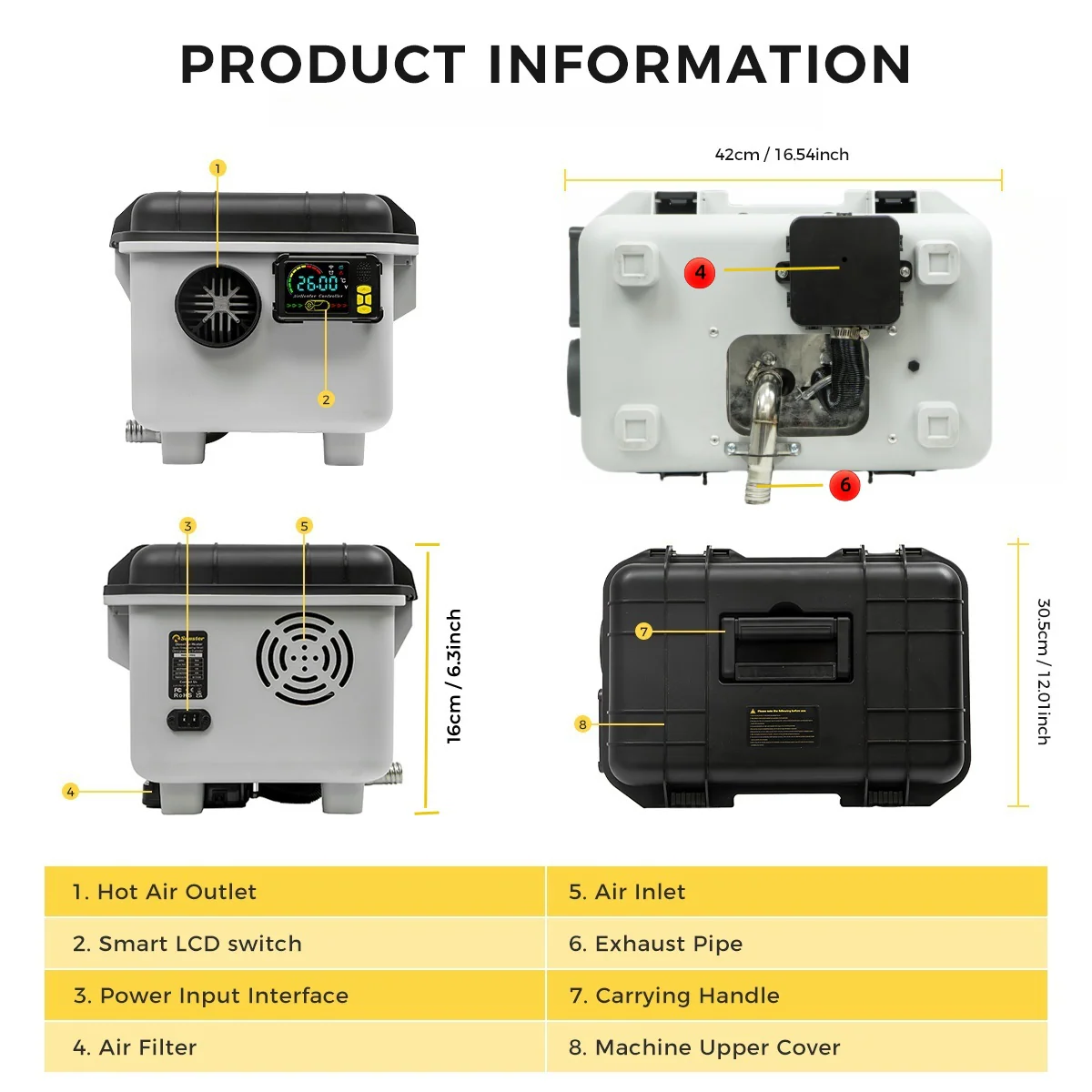 Sunster TB30 Diesel Heater 8KW 12/24V 110-240V, ToolBox Bluetooth Version - Image 8